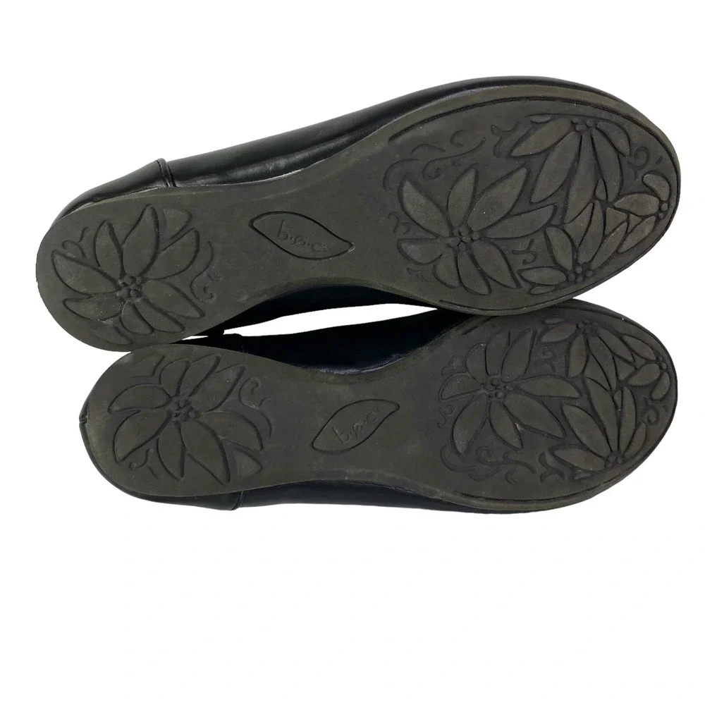 BOC Born Flat Shoes Black Flower Girl's Youth Slip On Size US‎ 3 EU 34